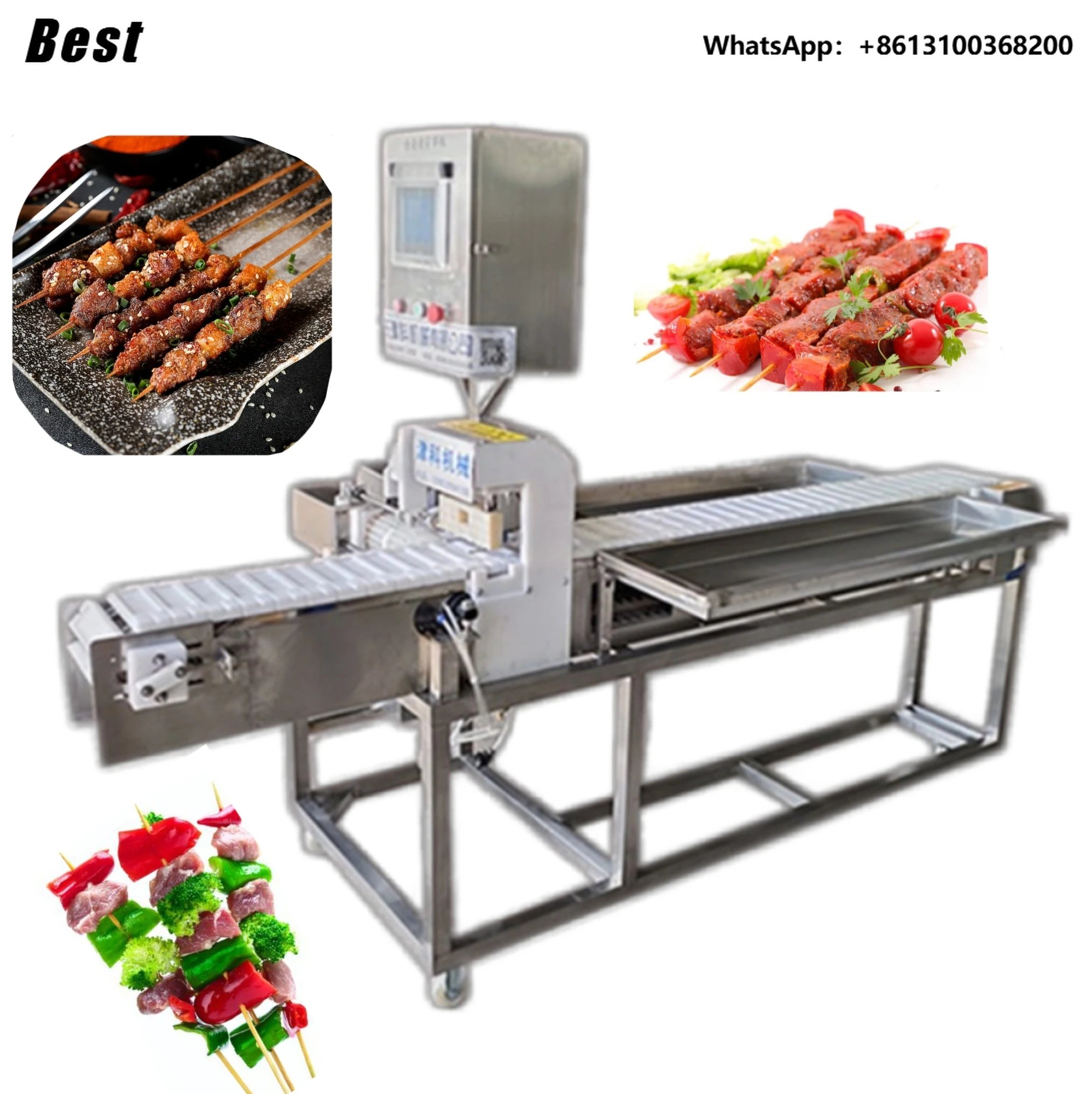 Máquina Automática para Cortar Carne de Acero Inoxidable con el Mejor Precio de Descuento CE, 3000PCS/H, para Brochetas de Cordero, Satay y Kebab