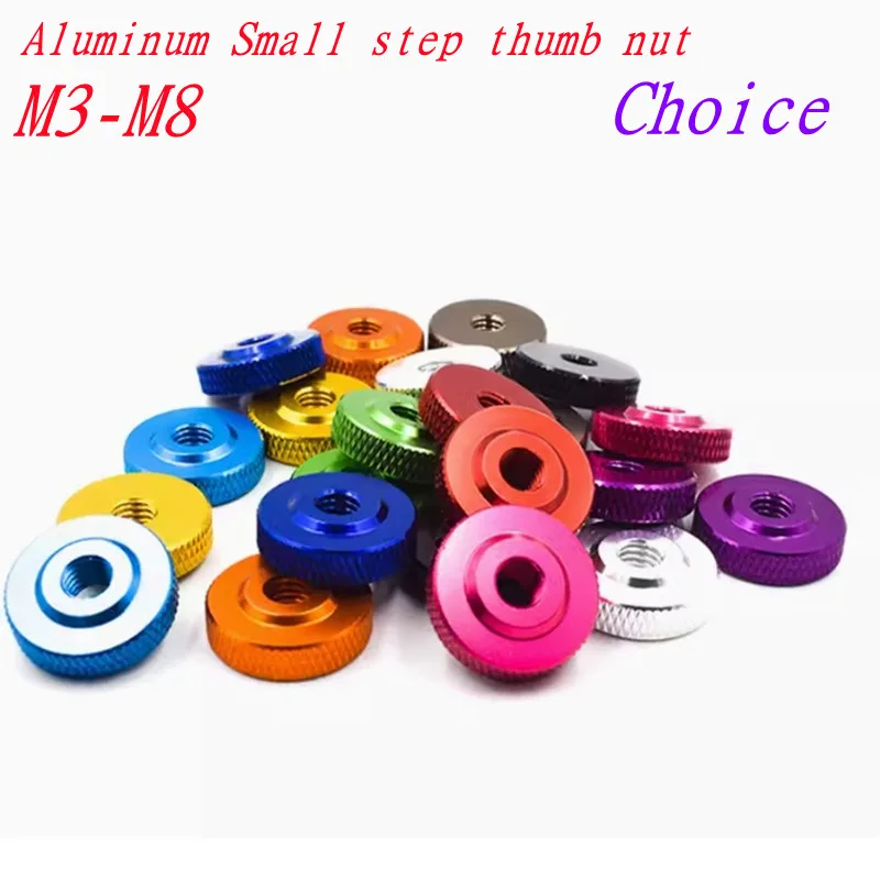 5/10pcs/lot M3 M4 M5 M6 m8 colourful aluminum small step thin  hand tighten thumb nut