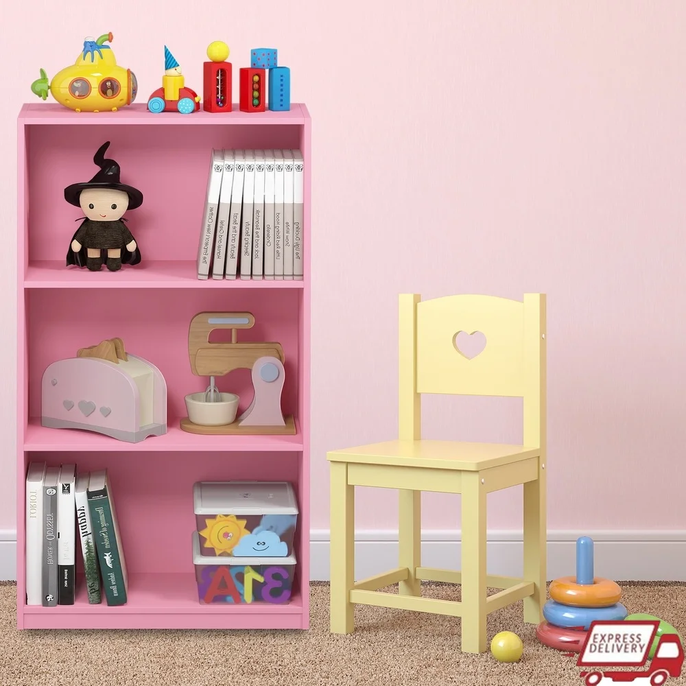 

3-Tier Bookcase Storage Shelf Durable Composite Wood Open Design Perfect Office Kids Room Easy Assembly Wipe Clean