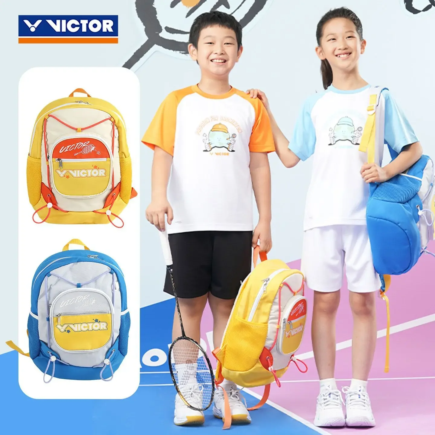 VICTOR BR012JR Kids Badminton Backpack Racket Compartment Water Bottle Pocket Lightweight