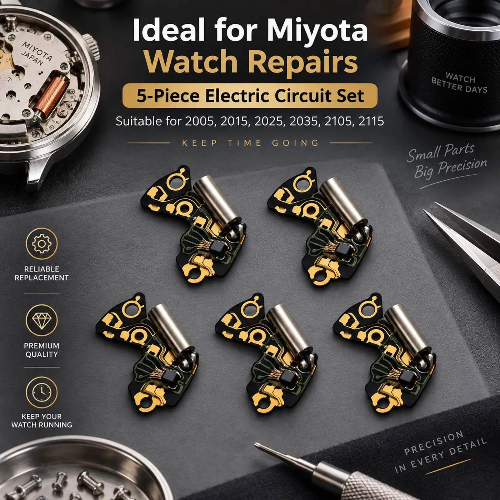 5 Pieces Watch Circuit Board Module for Miyota 2035 2005 2015 2025 2105 2115 Replacement Watch Accessories