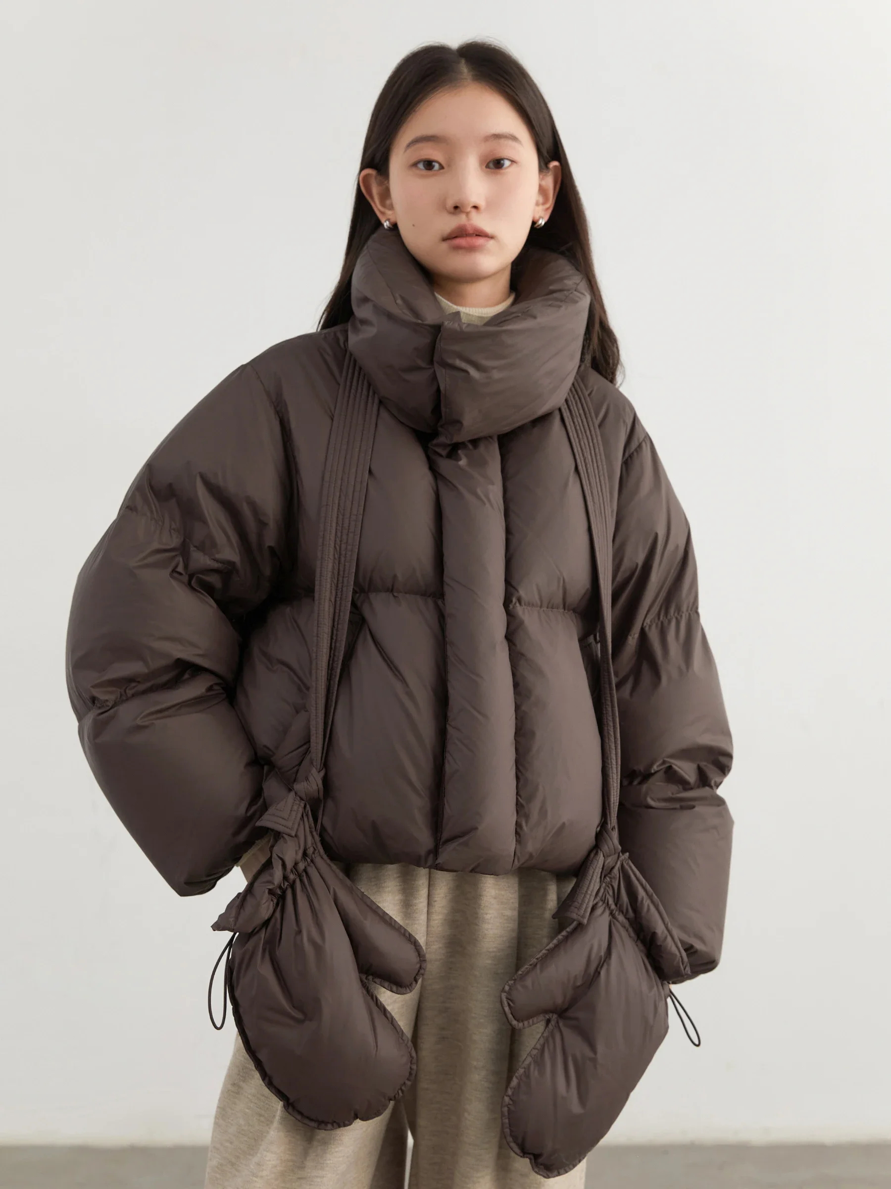 CHIC VEN Women Down Coats Korean Solid Stand Collar Warm Short Coats 90 White Duck Down Puffs Fashion Female Clothes Winter 2024