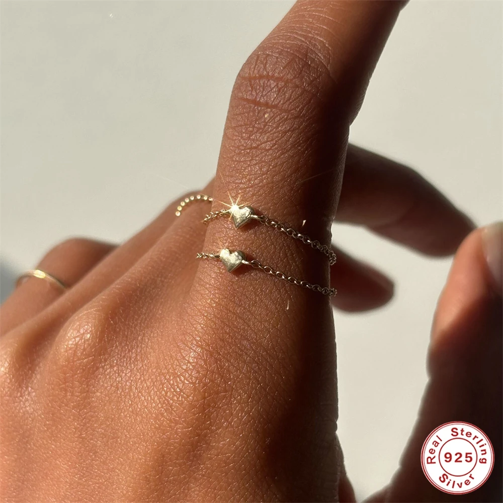 

AIDE 925 Sterling Silver 18K Gold Color Bowknot Link Chain Rings Adjustable Female Rigns For Women Anillos Jewelry Gifts