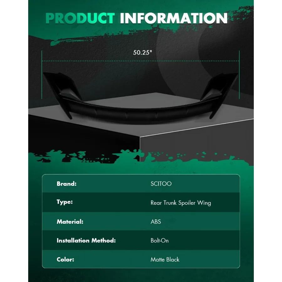 جناح سبويلر خلفي أسود غير لامع لسيارة تويوتا بريوس 20102015 و20122015 تويوتا بريوس المكونات يناسب تصميم الركيزة يعزز Ae #3