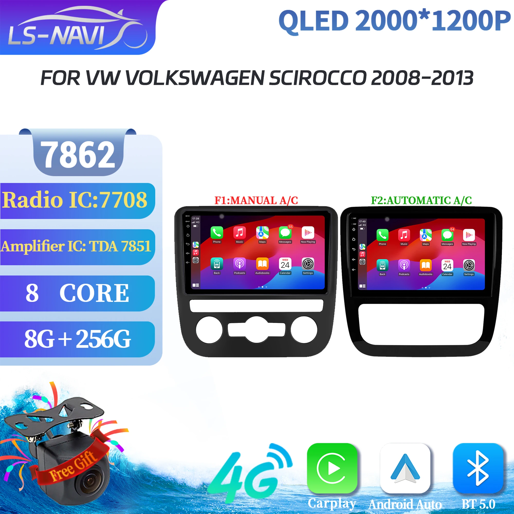 

For VW Volkswagen Scirocco 2008-2013 Multimedia radio Navigation Wireless BT Carplay Car Radio 7862S 8G 256G 2K QLED Screen