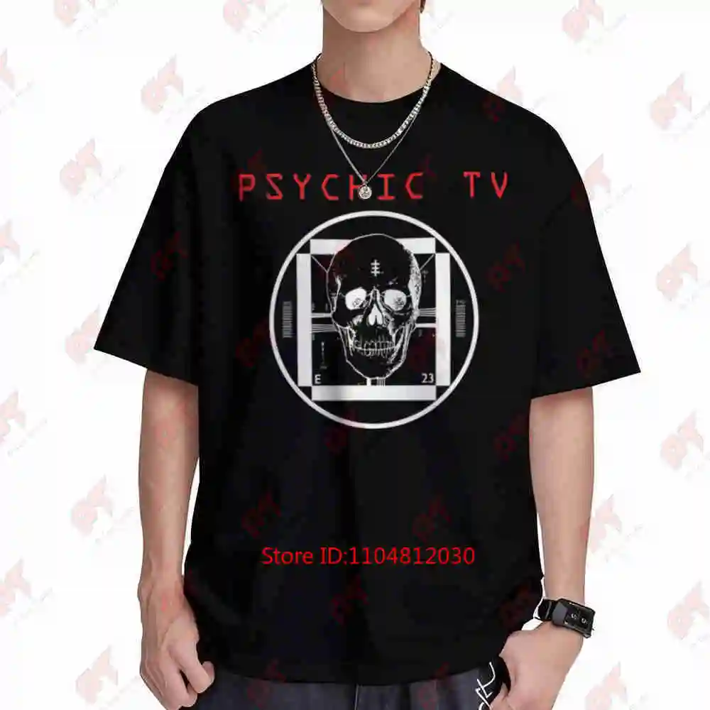 Psychic TV Skull Industrial Music Throbbing Gristle Short Sleeve Tee 100% Cotton T-Shirt