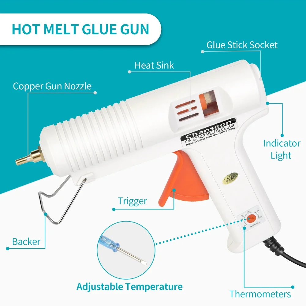 150W EU plug 220V  Hot Melt Glue Gun Smart Adjustable Temperature  Copper Nozzle Heater Muzzle Diameter 11mm Craft  Repair Tool