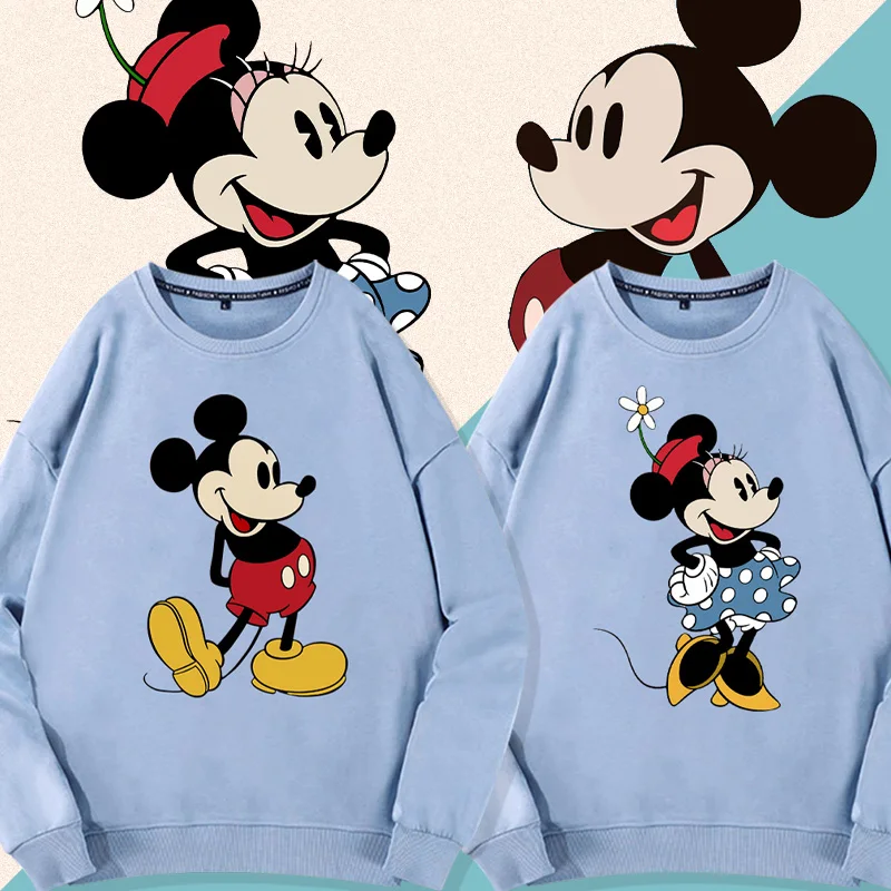 

Disney Mickey Minnie round neck hoodie women's loose and versatile couple outfit autumn loose bf lazy clothes trendy brand