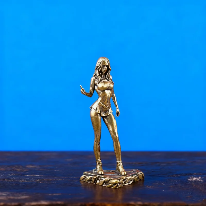 

Solid Brass Fashion Model Statue Girl Figurine, Vintage Art Deco Desktop Sculpture, Office Desk Decor, Unique Gift