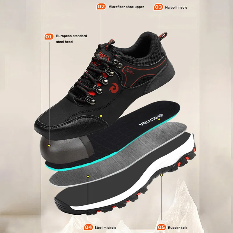 Universal Safety Shoes Steel Toe Puncture-Proof Working Shoes Waterproof Wear-resistant Lightweight Breathable Sneakers for Men