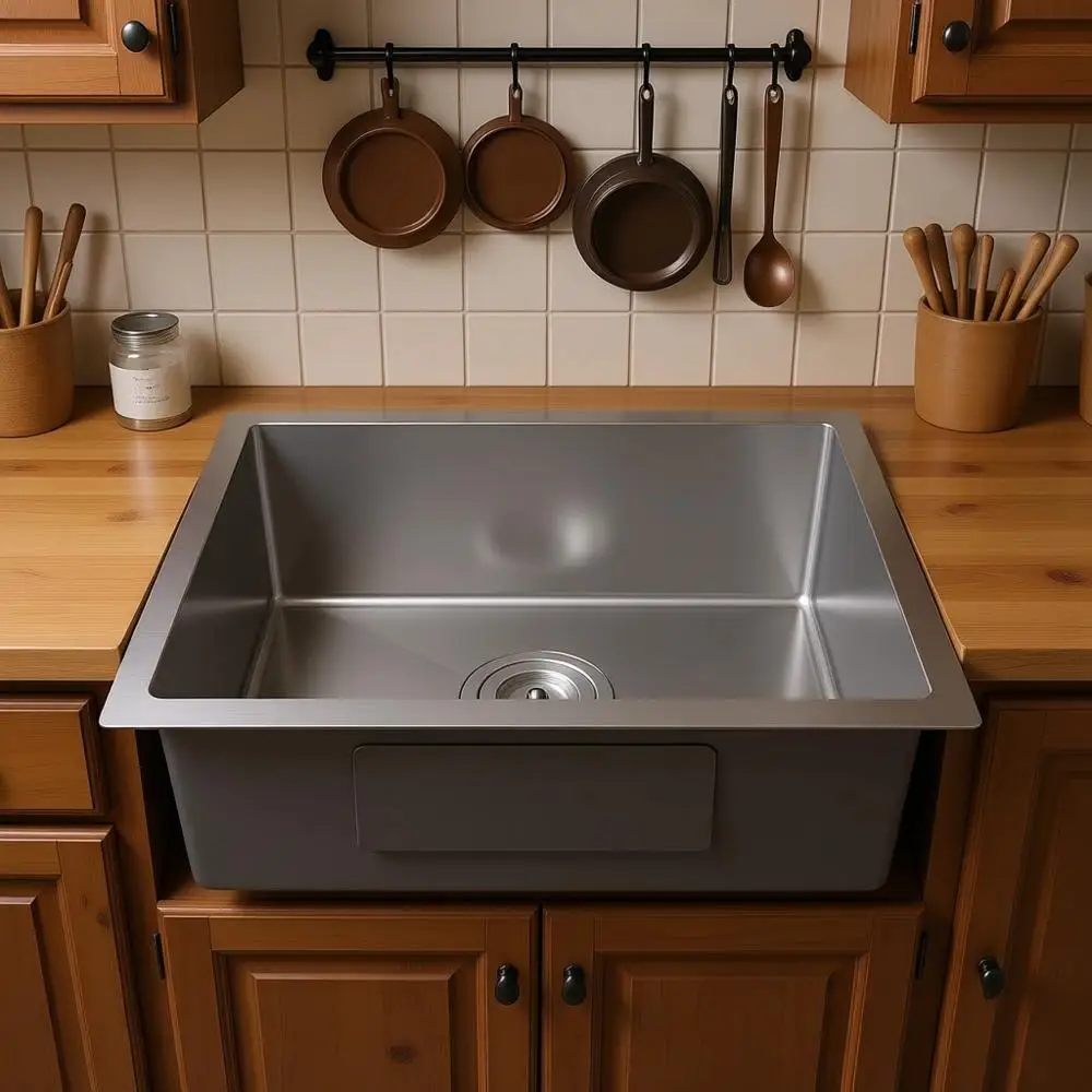 

23-дюймовая кухонная мойка под столешницу, 18-дюймовая мойка из нержавеющей стали ручной работы для установки над столешницей, с одной чашей, глубина чаши 9 дюймов, для бара/подготовки продуктов