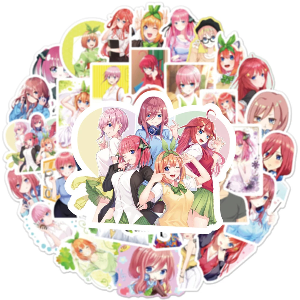 10/30/50pcs The Quintessential Quintuplets Stickers Nakano Miku Itsuki Anime Sticker Kawaii Nakano Nino Yotsuba Cartoon Decals