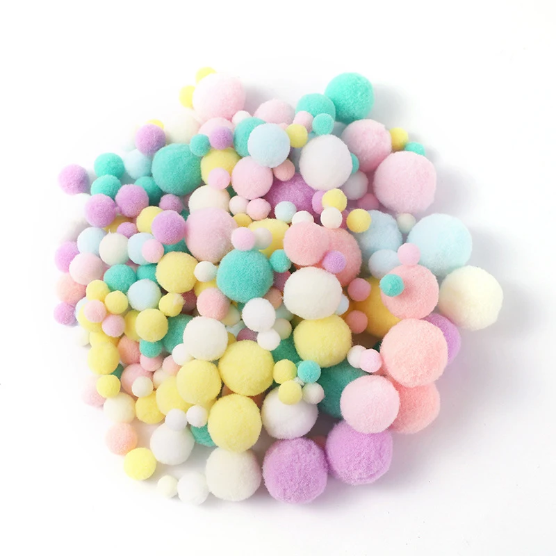 

260 Pcs/Lot 10-30mm Macaron Fluffy Pompom Fur Balls Colorful Pom Poms Soft Furball For Handmade Crafts DIY Decoration Accessory