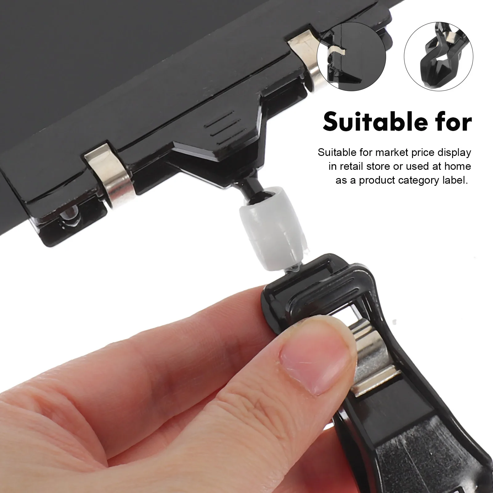 

4Pcs Black Plastic Label Holders Baskets Boxes Price Display Tags Chalkboard DIY Pantry Organization Price Tag Holder