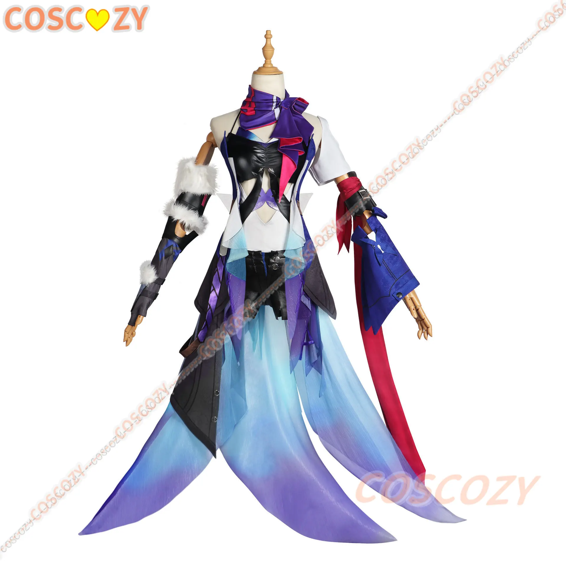 Seele Fantasia Cosplay de Trilho Estrela, Uniforme Roxo, Roupa Jogo, Roupa Honkai