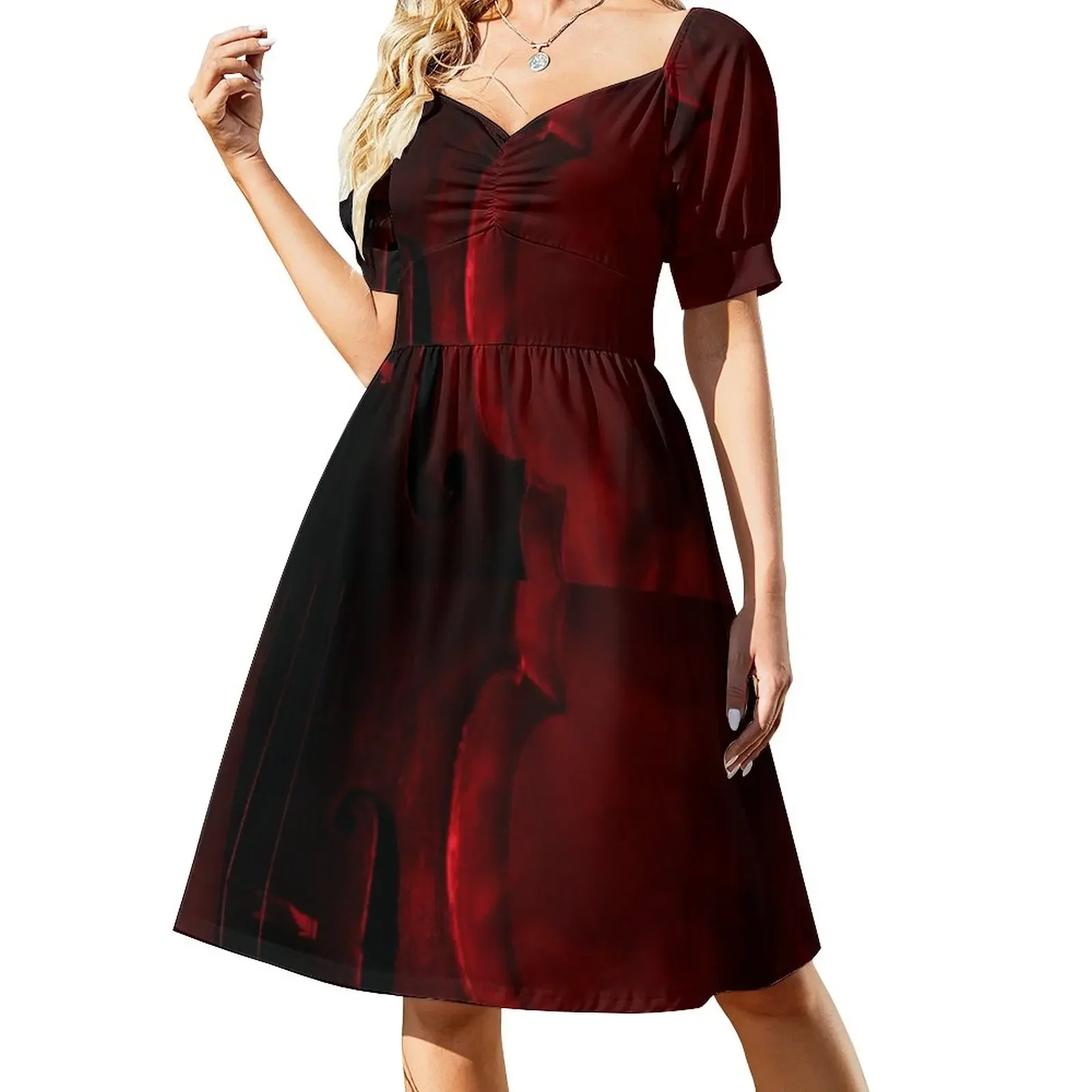 

Violin (Red) Short-Sleeved Dress dresses for official occasions dress women elegant luxury