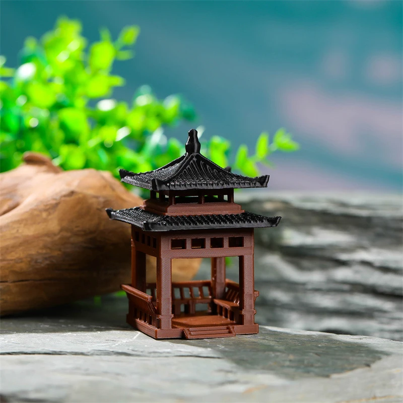 1/2pcs 3/4cm Mini Pagoda Statue Miniature Pagoda Bonsai Gazebo Micro Landscape Hexagonal Pavilion Figurine Tiny Pavilion Ornamen