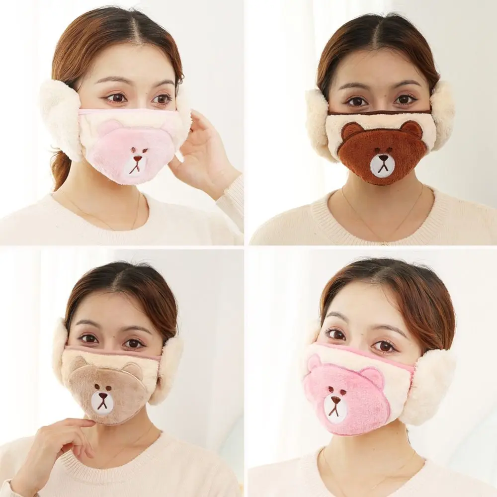 Mode Winter Warm 2 in 1 Masker Oorbeschermers Koudbestendig Dikker Pluche Oorwarmer Winddicht Ademend Oorlelletje Dames Meisjes