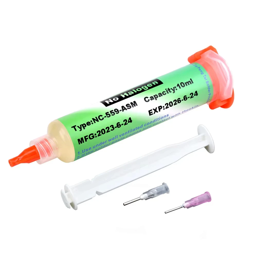 NC-559-ASM Rosin Solder Flux 10CC Needle Tube Solder Paste for PCB BGA SMD Rework Phone Repair Welding Oil