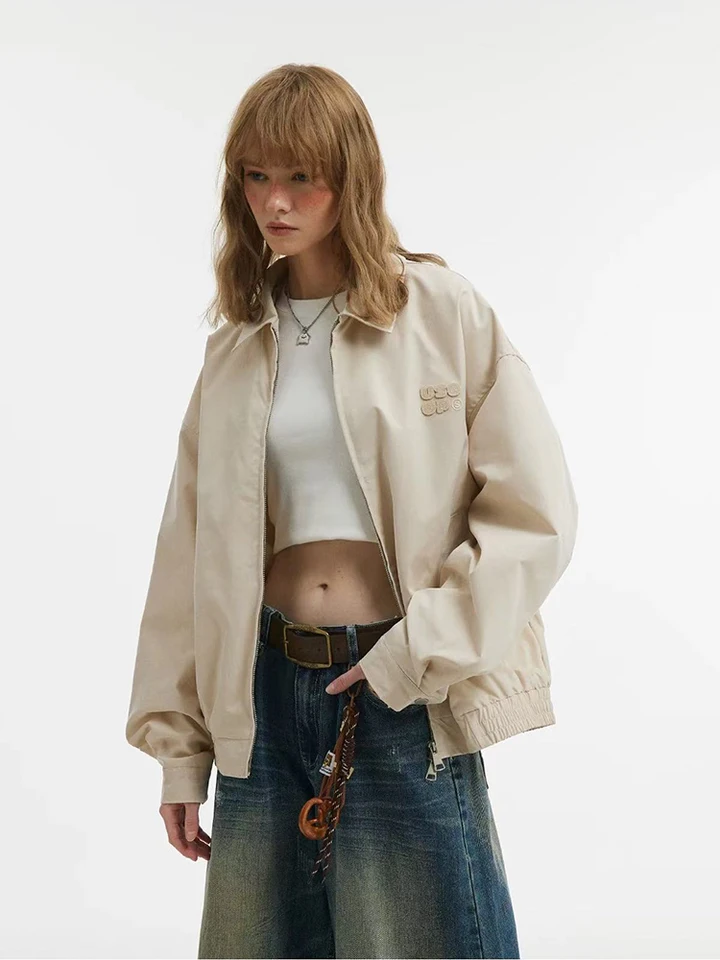 Y2K Autumn Casual Jacket for Women Japanese Loose Lapel Double