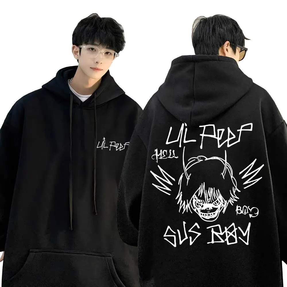 

Hot Rapper Lil Peep Sus Boy Double Sided Print Hoodie Men's Hip Hop Vintage Sweatshirts Men Women Fashion Oversized Tracksuit