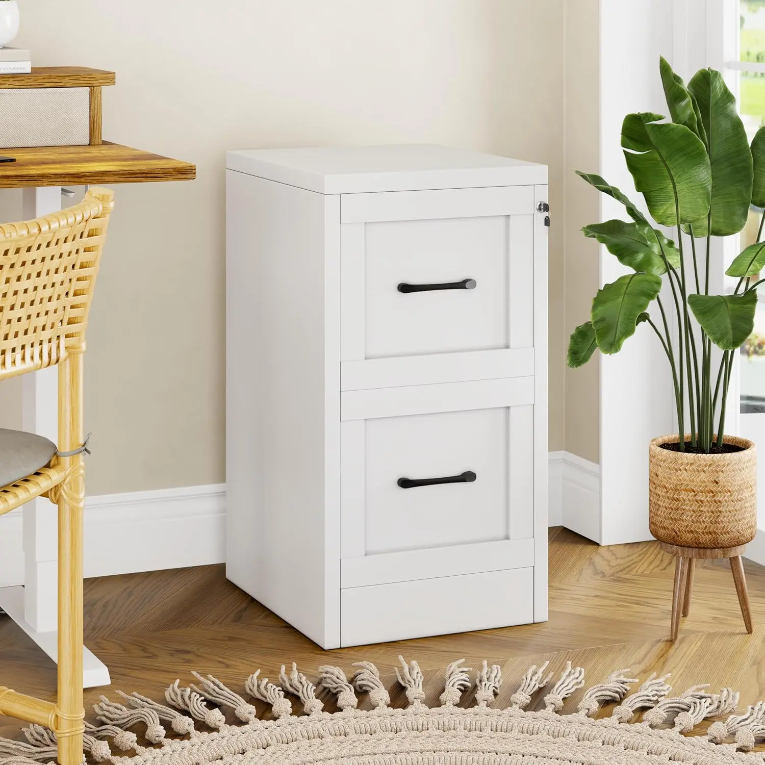 Small Metal 2-Drawer File Cabinet Under Desk Office Storage Organizer 15.4