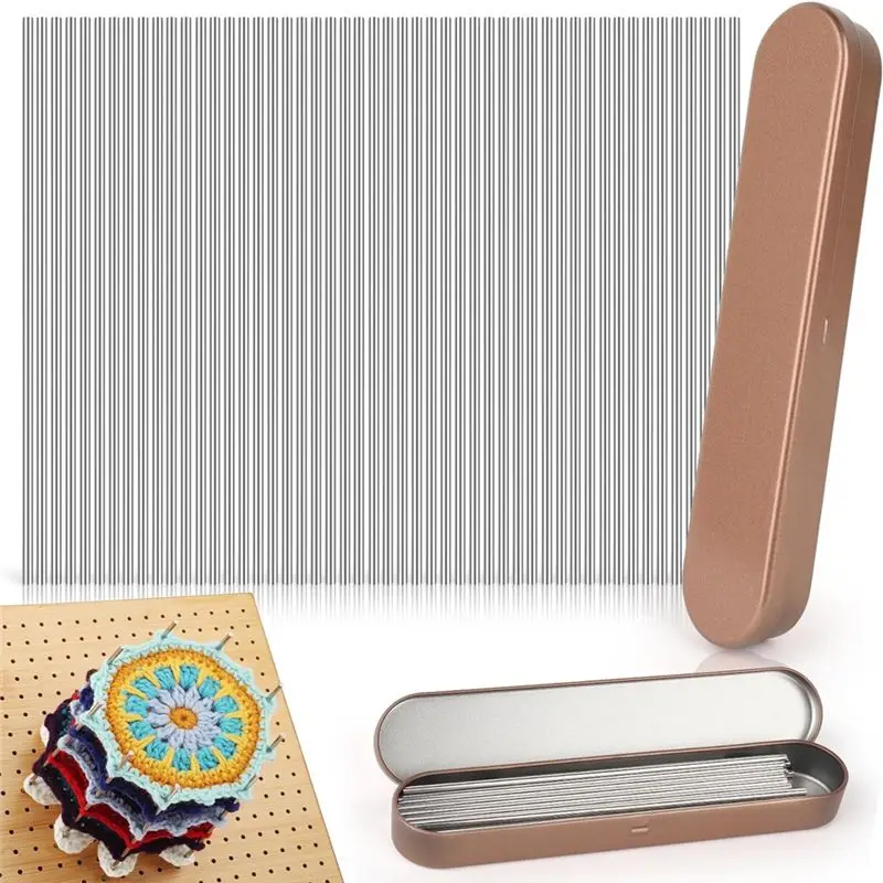 

WON Stainless Steel Rods For Crochet Block Boards, 50Pc Steel Pins Of 3Mm In Diameter With Storage Case,Knitting Block Rods
