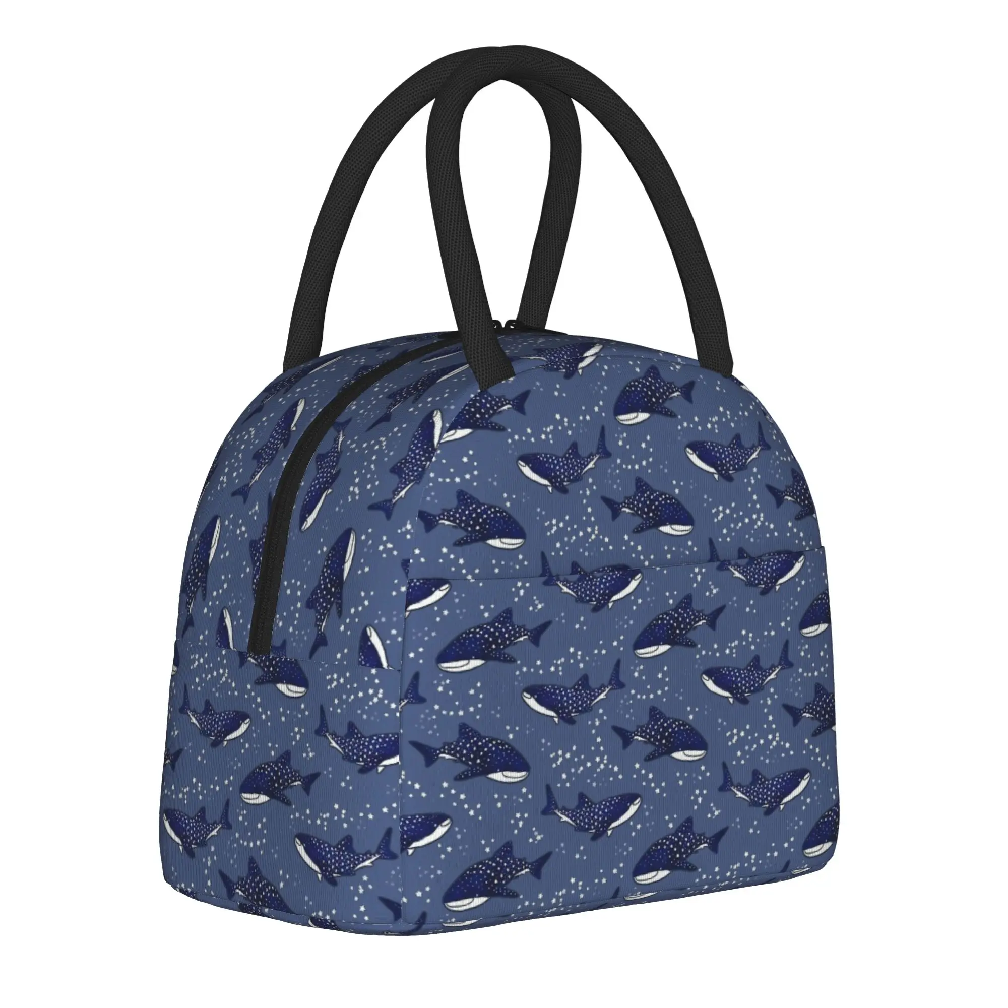 Starry Whale Sharks Insulated Lunch Bags Portable Galactic Sea Giants Meal Container Thermal Bag Lunch Box Tote Food Handbags