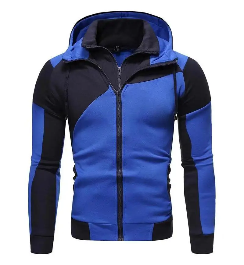 

2024 New Autumn Fashion Hoodie Trendy Men's Sportswear Diagonal Splicing Zipper Coat Sweatshirt Top Hip Hop Street Apparel