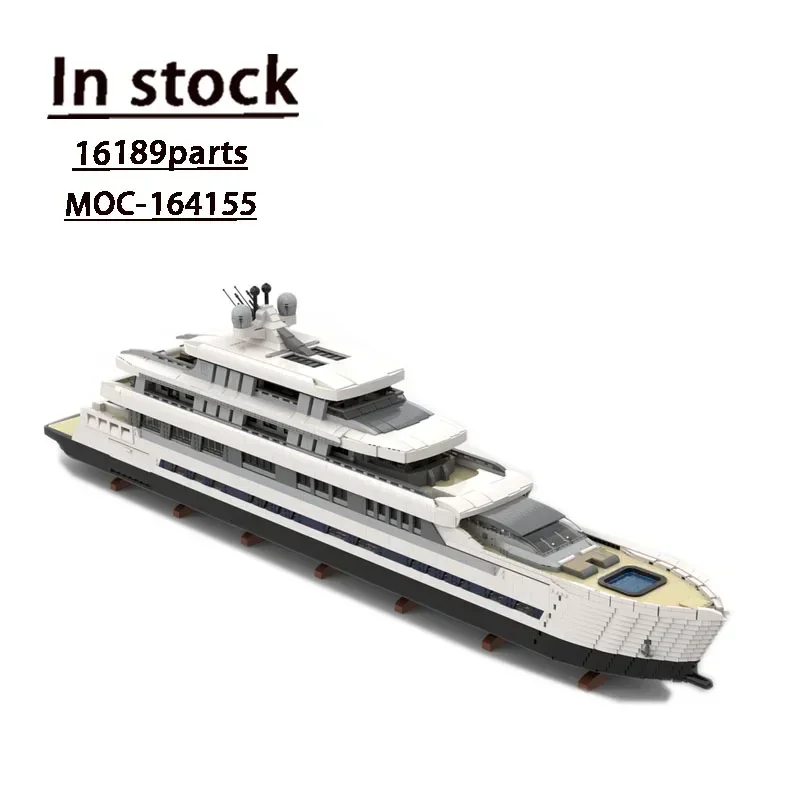 MOC-164155 Large Luxury Yacht - WHITE Version Assembly Stitching Building Block Model MOC Creative Children's Birthday Toy Gift