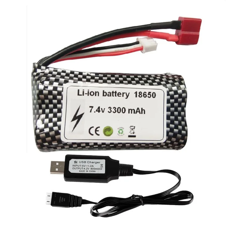 Upgraded 2S 7.4V 3300mAh Li-ion battery T plug/USB for SCY-16101PRO SCY-16102PRO SCY-16103PRO SCY-16201PRO R/C car truck parts