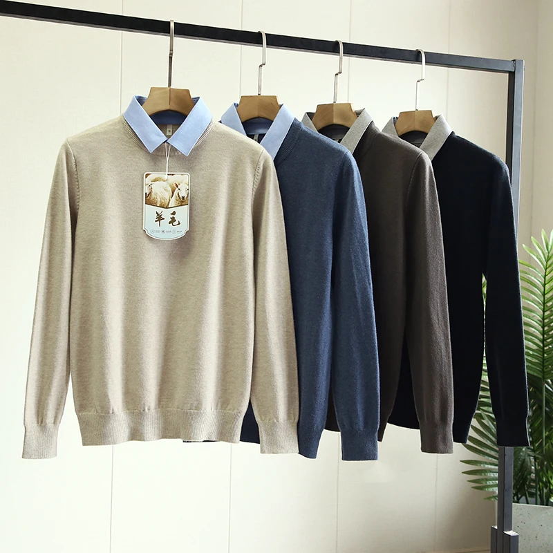 

Feel Camere Fce Lined Thiened Long Sve Men's Knitted Sweater Base irt Faion Urban Sle Crew Ne