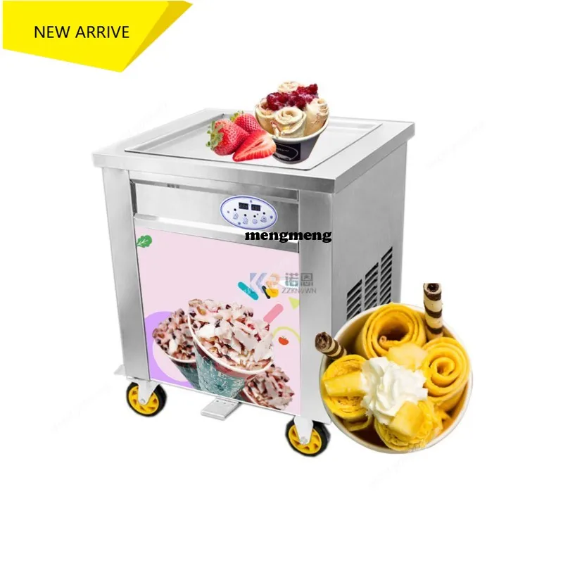 Flat Pan Fried Ice Cream Rolls Machine Single Flat Pan Durable Frying Ice Cream Pan Roll Maker 45cm For Hotels Restaurant Shop