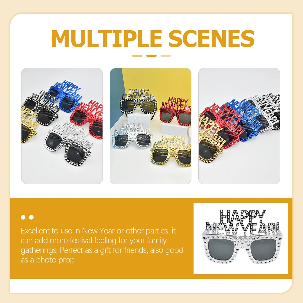 

Funny New Year Glasses 2023 Party Supplies Happy NEW YEAR Text Photo Props Festive Accessories Unique Eyewear Celebrative Event