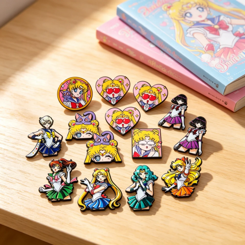 4/6/10pcs Cartoon Anime Brooches For Women Kawaii Enamel Pin Fashion Metal Badge Jewelry Clothing Backpack Accessories Girls Gif