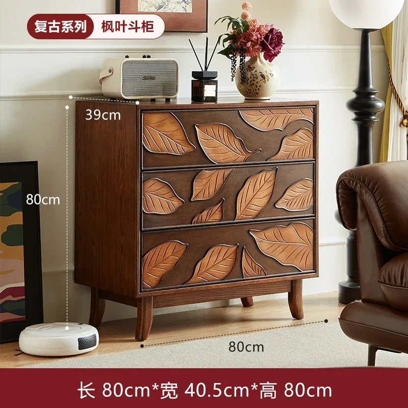 r8.12-living room chest American solid wood wall sofa chest bedroom storage drawer