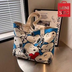 MINISO Snoopy Cartoon drukowana płócienna torba damska torebka o dużej pojemności moda wszechstronna torba na ramię torba studencka