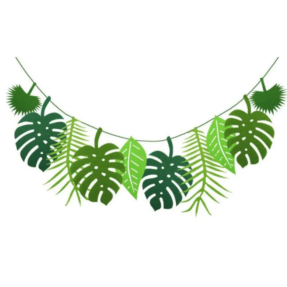 Decoración temática tropical, pancartas de hojas de tortuga y piña Tropical, bandera de hojas de dibujos animados hecha a mano, bricolaje, pancarta colgante para fiesta hawaiana, verano