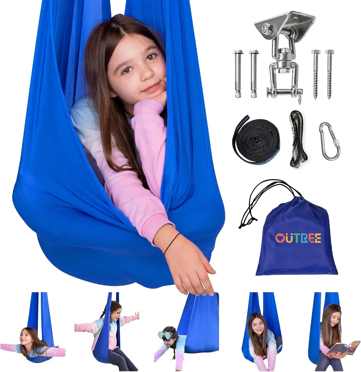 Sensory Swing for Kids with 360° Swivel Hanger, Indoor Therapy Swing Great for Autism, ADHD, Sensory Processing Disorder