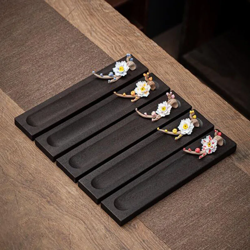 Handmade Porcelain Lotus Stick Incense Holder Indoor Aromatherapy Burner Chan Tea Ceremony Fragrance Censer Home Decor