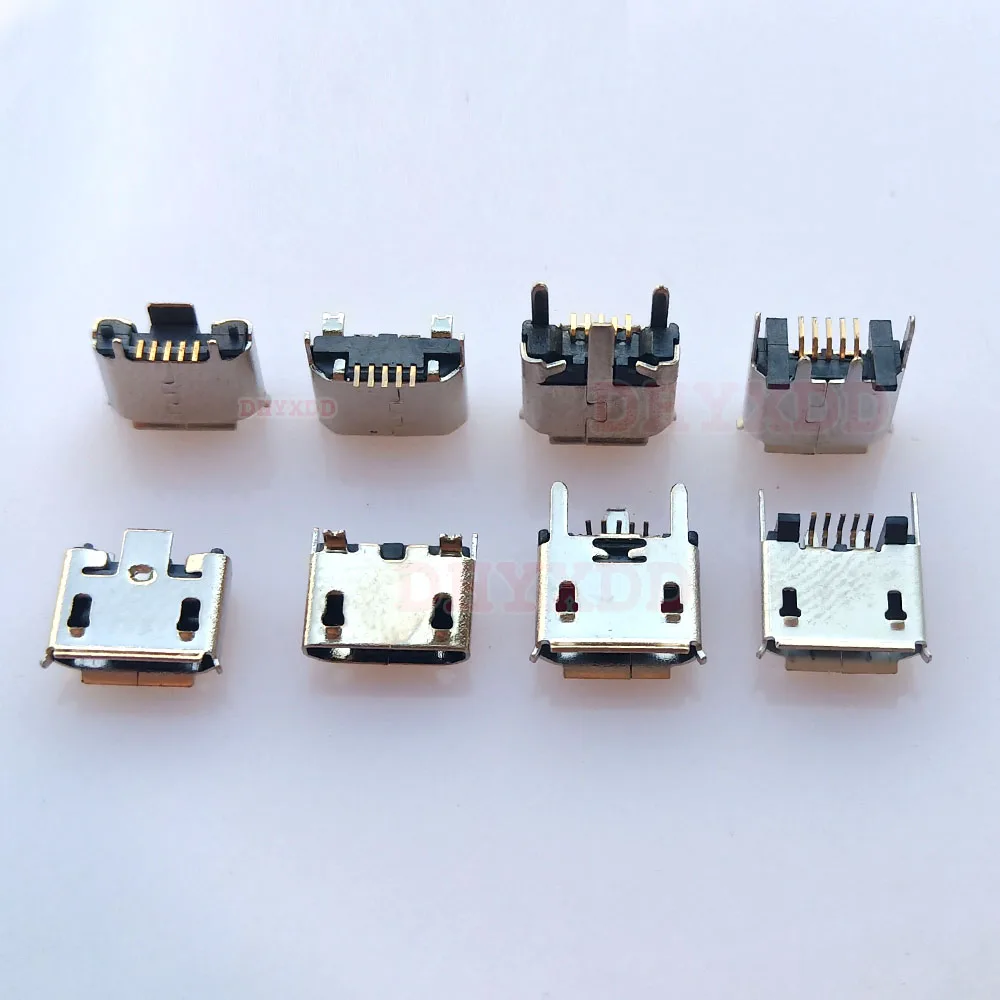 10X USB 2.0 Charging Socket Micro USB 5Pin Connector B Type Female 180 Degree SMT DIP Flat Mouth Bluetooth Audio Interface Jack