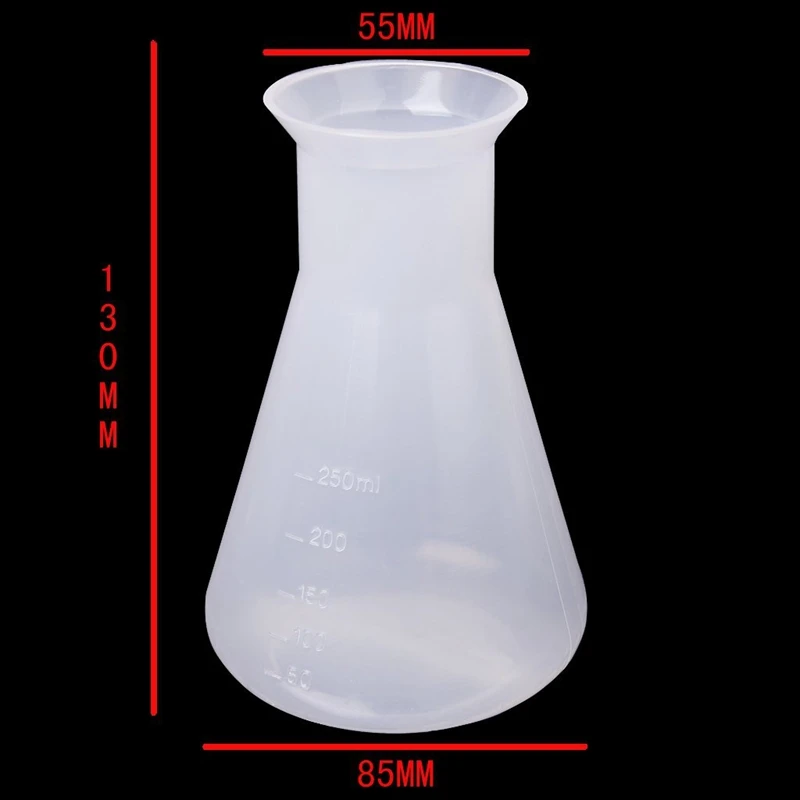 Termo de plástico transparente para laboratorio químico, frasco de plástico, envase de 250 Ml, 6 unidades