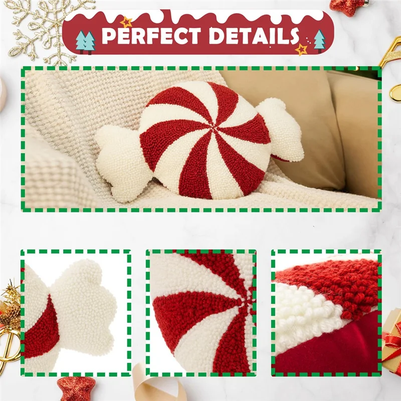 

75STO-Cute Christmas Pillows, Plush Candy Christmas Pillows, Winter Bedroom Sofa Christmas Decorations