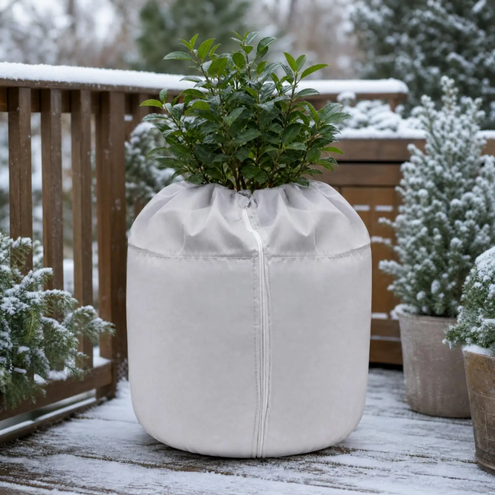 Frost Protection Cover for Potted Plants with Zipper Insulated Oxford Cloth Winter Bag for Balcony Garden Use