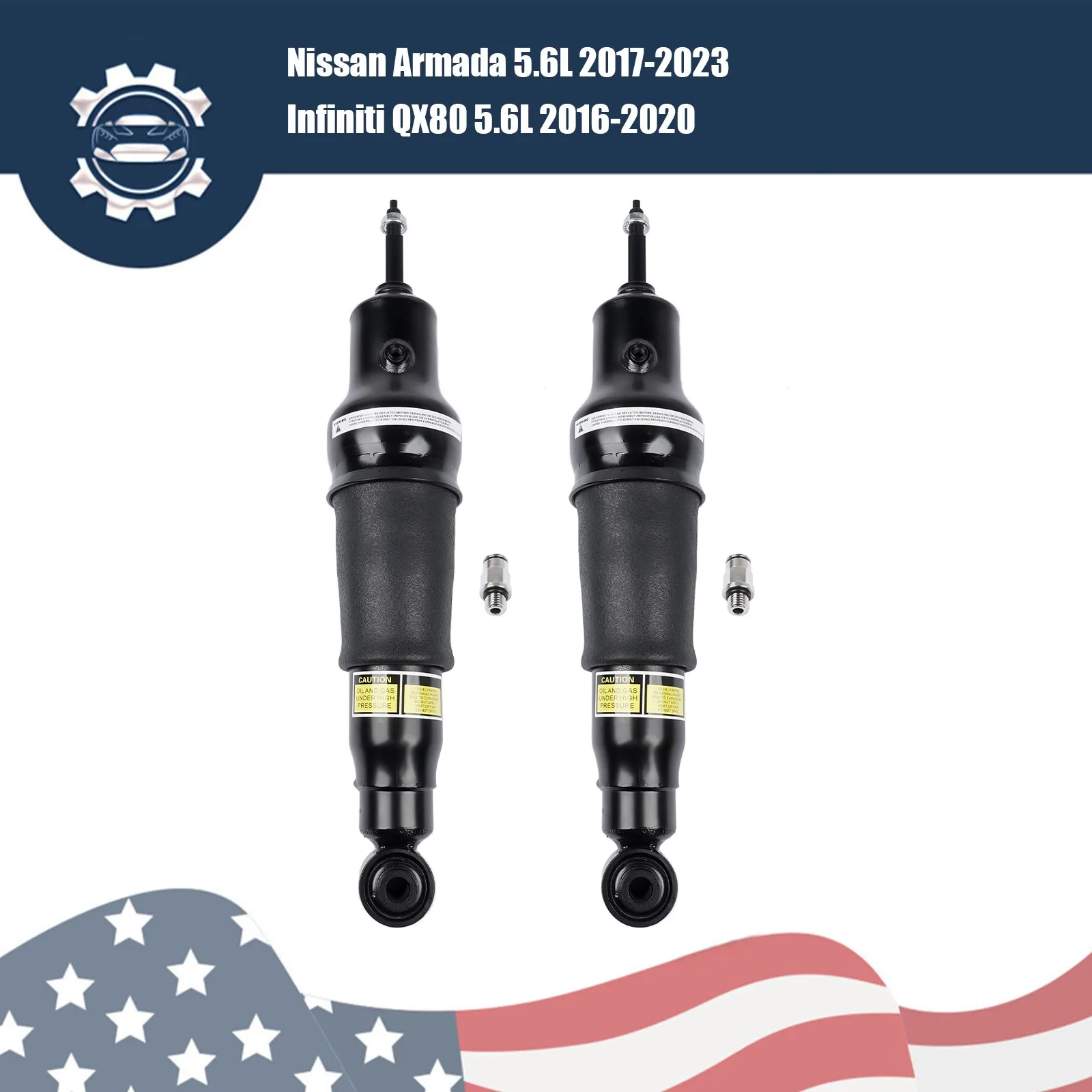 AP02 Set of 2 Rear Left & Right Air Shock Absorbers Fits for Nissan Armada 2017-2023 Infiniti QX56 2011-2013 E62101LA8A E62105ZW0A 562101LA8A