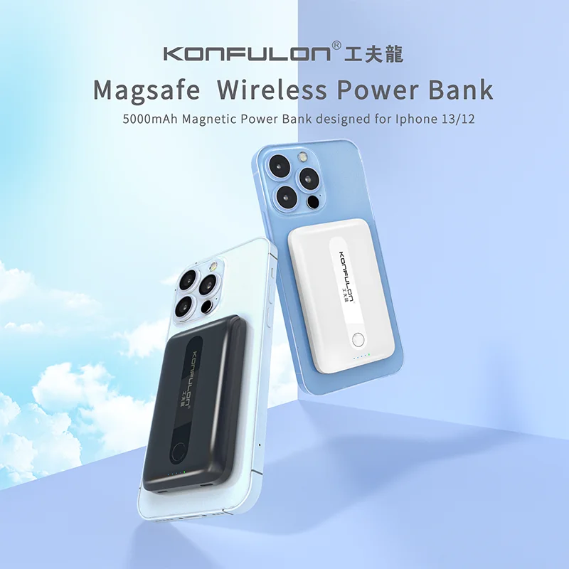 

KONFULON 5000mAh Magsafe Wireless Power Bank For iPhone 12 13 External Battery Magnetic Power Bank Portable Auxiliary Battery