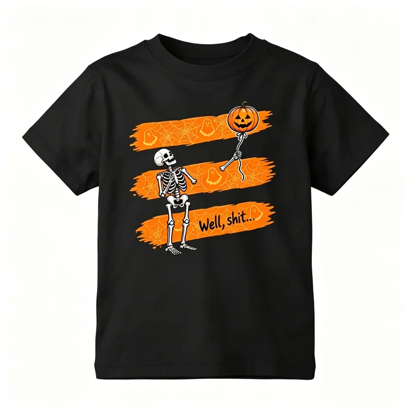 Halloween Skeleton Pumpkin Balloon Printed T Shirt Men Women Humor Slogan Short Sleeve Vintage Couple Streetwear Casual Y2k Top