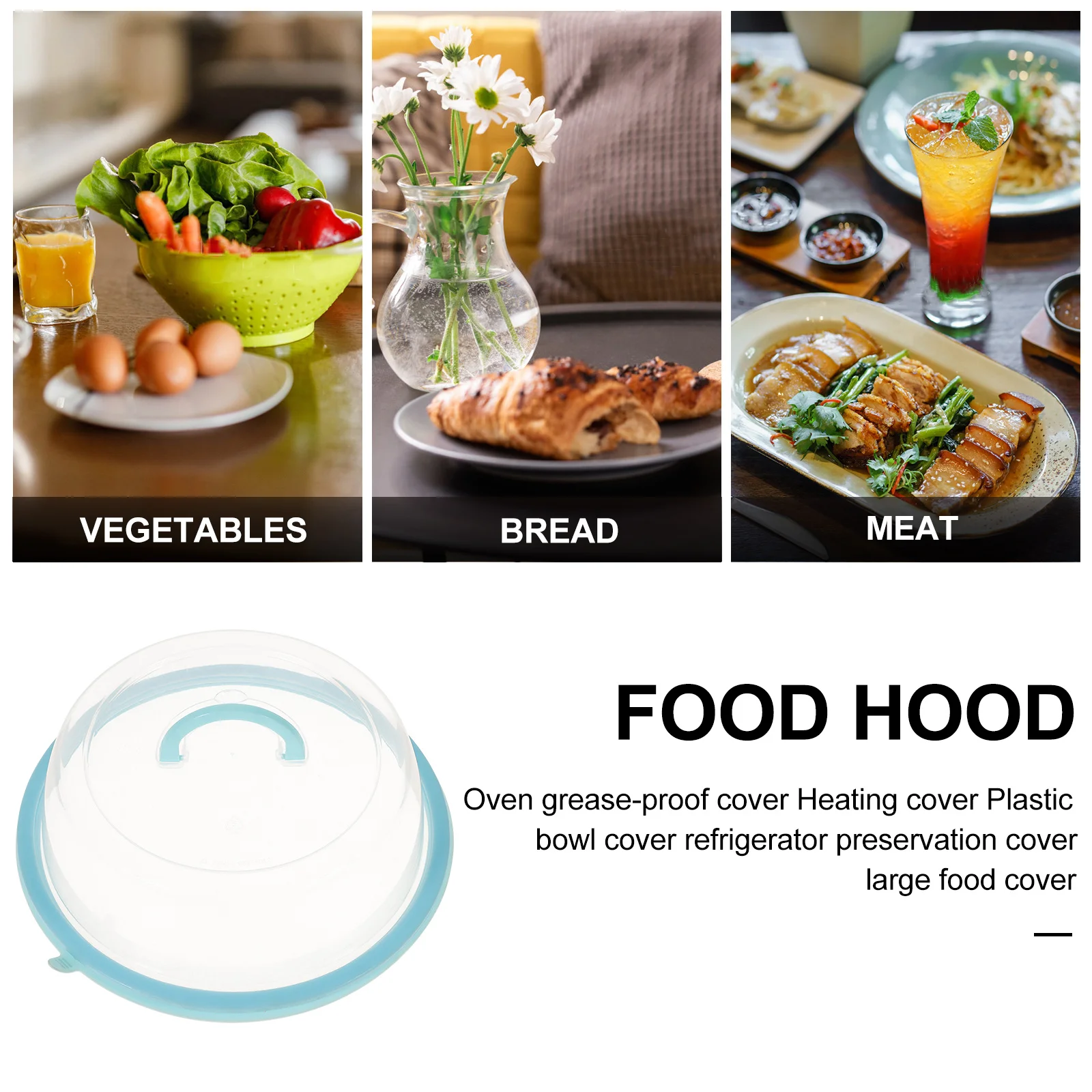 

1pc Heating Blue Bowl Dish Cover Food Fresh Protective Kitchen Supplies Plate Cover For Insects Proof Healthy Storage