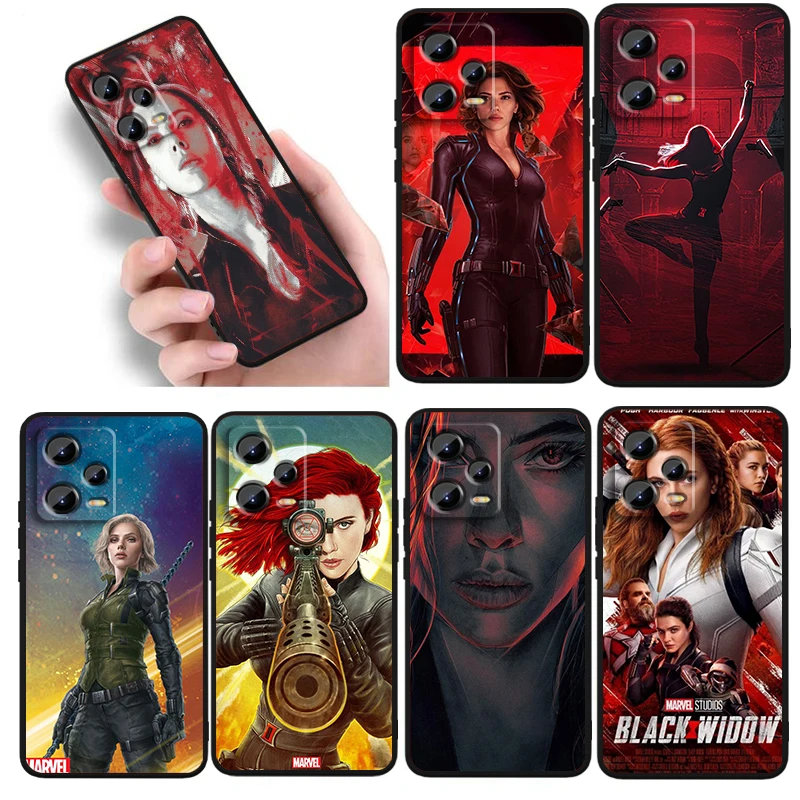 Scarlett Johansson Black Widow For Xiaomi Redmi Note 13 12R 12 12S Turbo 11 11T 11S 10 10S Pro Plus 5G Black Soft Phone Case