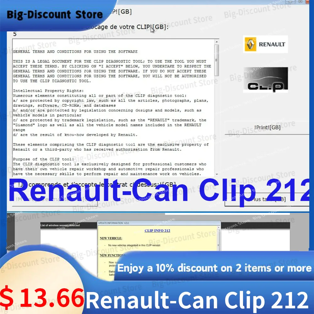 For Rena-ult Can Clip V212 Lastest Cars Software With Keygen untill 2020 Reprogramming test measurements Multimeter send USB